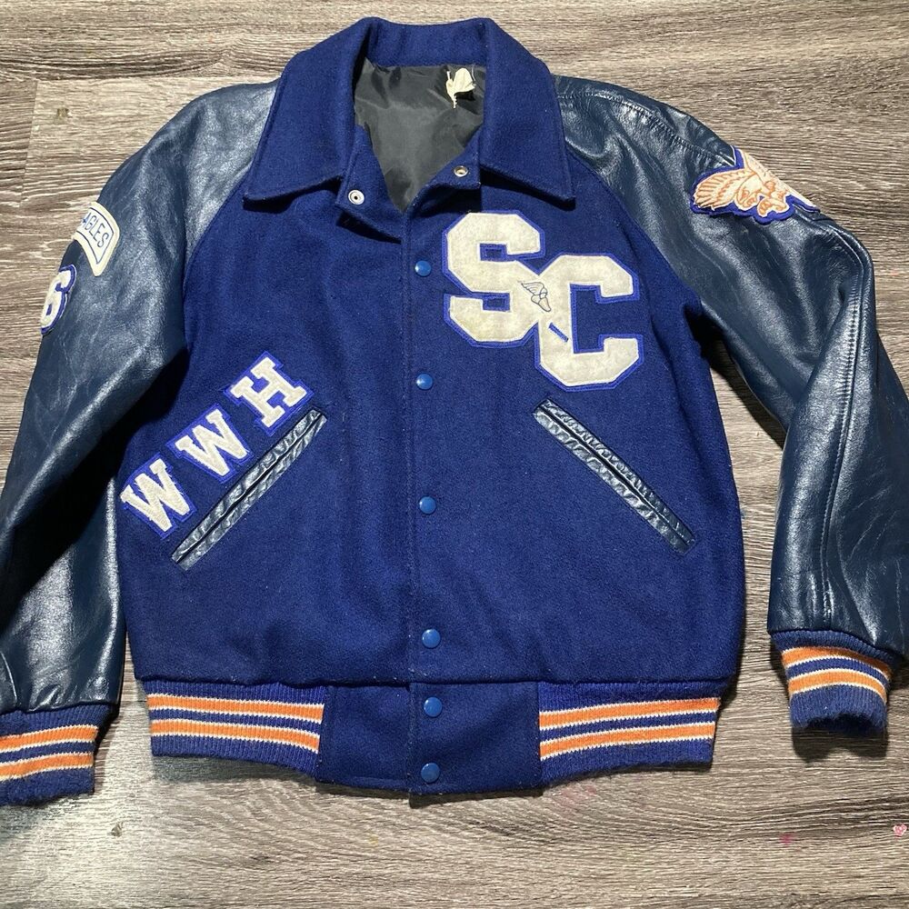 Vintage Varsity Jacket Mens Medium South Cobb High School Blue Class of 1985